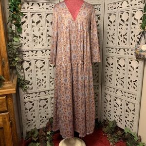 BOHO GREY & RED MAXI DRESS